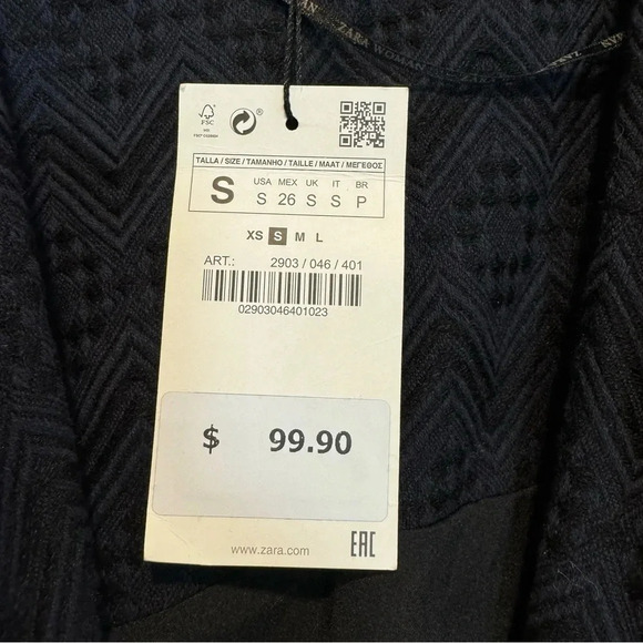 Zara Jacquard Kimono Jacket Tassel Boho Blue S - Picture 5 of 6